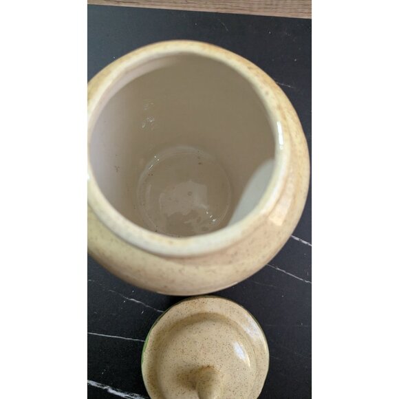 Hand-Painted Floral Ceramic Ginger Jar With Lid 7.5" Tall Vintage Speckled Beige - Picture 6 of 8